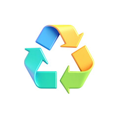  recycle symbol 3d icon in cartoon plastic style minimal isolated on white background