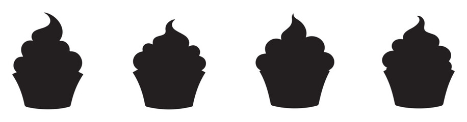 Set Of Cupcake Icons Isolated Silhouette Solid Icon With Dessert. vector illustration EPS 10.