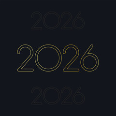 2026 Happy New Year text design. 2026 number design template art wall concept. Happy new year 2026 modern art banner template. Collection of 2026 Happy New Year symbols.