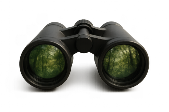 Binoculars Showing Forest Landscape on Transparent Background