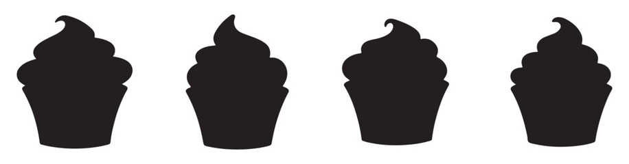 Set Of Cupcake Icons Isolated Silhouette Solid Icon With Dessert. vector illustration EPS 10.