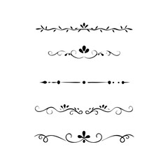 Obraz premium Hand drawn calligraphic dividers. Swirl victorian borders. Vector isolated royal decor separators. Classic wedding invitation calligraphic lines. 