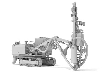 Surface Drilling Rig heavy construction machinery in Clay Style Render on White Background 3D Rendering