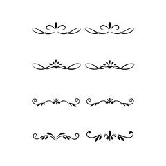 Hand drawn calligraphic dividers. Swirl victorian borders. Vector isolated royal decor separators. Classic wedding invitation calligraphic lines.
