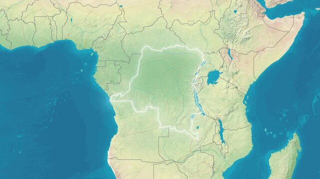 Zoom In On Stylized Map Democratic Republic of the Congo