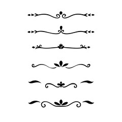 Obraz premium Hand drawn calligraphic dividers. Swirl victorian borders. Vector isolated royal decor separators. Classic wedding invitation calligraphic lines. 