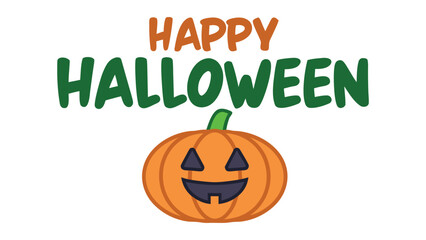 Happy halloween greeting with smiling pumpkin face and festive text design
