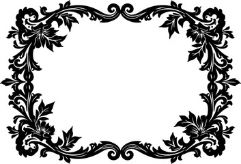Vintage Baroque Frame Scroll Ornament Engraving Vector