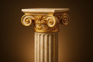 Classical marble column display with gold leaf accents for premium fashion and jewelry presentations