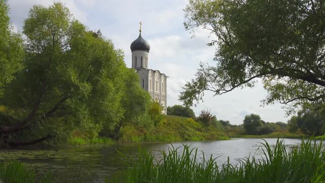 Church of the Intercession on the Nerl, Vladimir region, Bogolyubovo, Church of the Intercession on the Nerl. High quality 4k footage.
