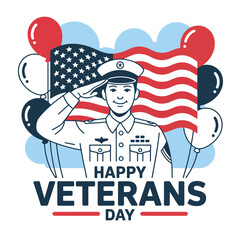 Obraz premium Flat Happy Veterans Day vector illustration