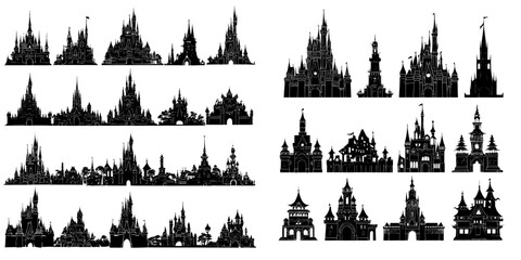 Obraz premium Castle SVG and clipart designs are available for modern castle silhouettes with cutting files