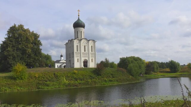 Church of the Intercession on the Nerl, Vladimir region, Bogolyubovo, Church of the Intercession on the Nerl. High quality 4k footage.
