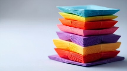 Colorful origami paper stack representing diversity and creativity