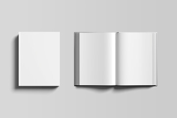 Hard cover book mockup isolated on clean background. 3D Ilustration.