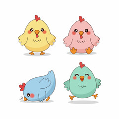 Cute Cartoon Chicks in Various Poses