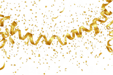 Gold confetti ribbon design on black background