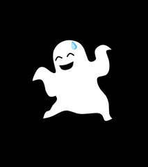 ghost sticker emoticon illustration vector 