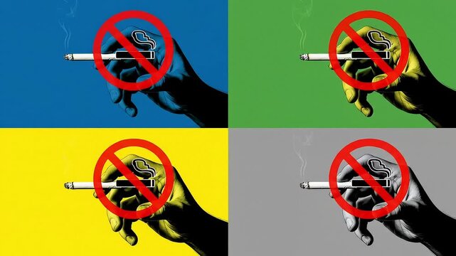No Smoking: Bold Graphic Anti-Smoking Campaign Illustration
