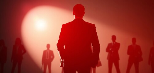 Red silhouette leader, black team Business success concept,  group,  image
