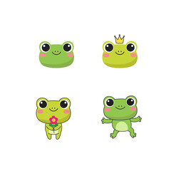 Cute cartoon frog collection with various poses
