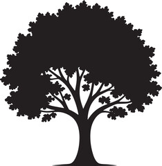 a large deciduous tree isolated silhouette line art design stock photos royalty free image premium quality