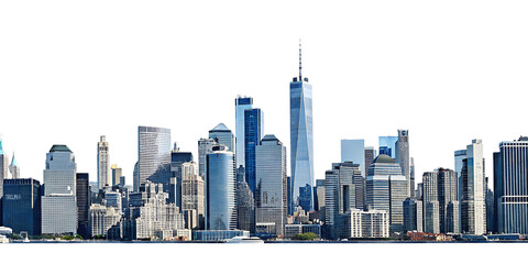 New York City skyscrapers urban panorama isolated on a transparent background