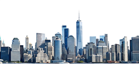 New York City skyscrapers urban panorama isolated on a transparent background