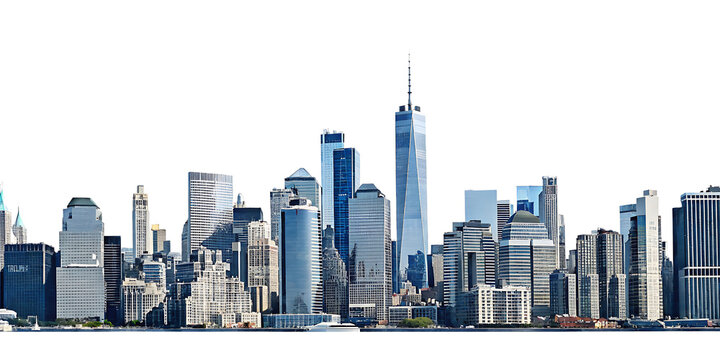 New York City skyscrapers urban panorama isolated on a transparent background