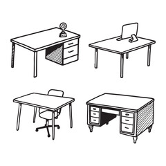Functional Office Tools in Monochrome Doodle Style