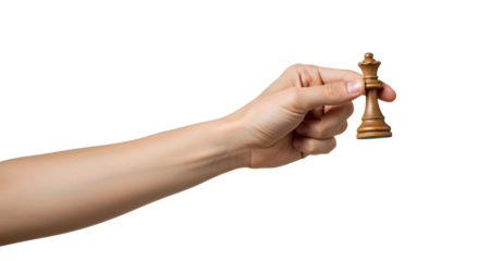Holding Chess Queen Piece in Hand Against a Transparent Background