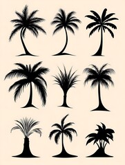 Fototapeta premium 棕櫚のシルエット集