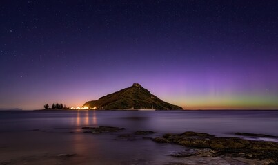 Starry Night View Of Island At Dusk