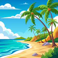 tropical beach with palm trees