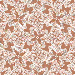 Oriental Floral Damask Seamless pattern embroidery, Indian style. art ornament print.Design for carpet, cover.wallpaper, wrapping, fabric, clothing,Red, green, blue, brown, gray, leaves, palm leaves