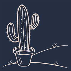 Charming green cactus with a small terracotta pot presented as a clean scalable vector graphic for modern design applications