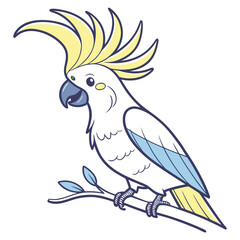 Fototapeta premium Elegant vector illustration of a majestic cockatoo with a prominent expressive crest suitable for avian themes and decorative designs