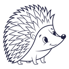 Charming outline illustration of a friendly hedgehog with a distinctive spiky back perfect for nature and wildlife themes