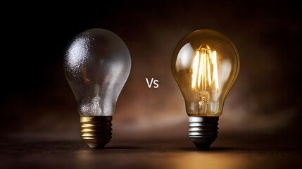 Energy efficient lighting Old vs new light bulb comparison