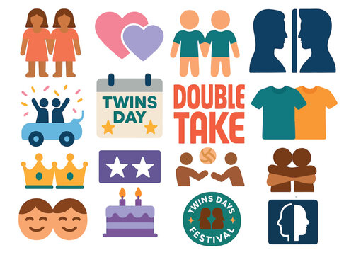 Twin-Themed Icons and Graphics for Twins Days Celebration