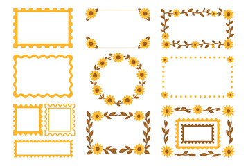 Sunflower Frame Collection Floral Design Border Graphics
