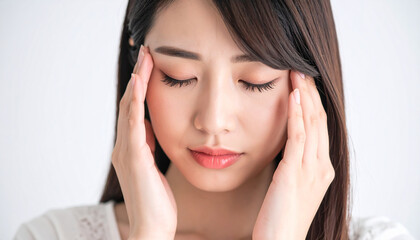 頭痛に苦しむ若い女性