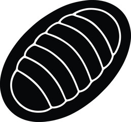 Silhouette chiton black and white oval marine vector Illustrator