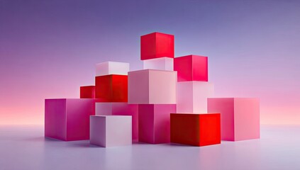Obraz premium Stacked colorful cubes against a soft gradient