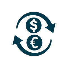 Modern Financial Money Currency Exchange Dollar to Euro Icon vector.