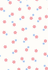  blue and red ditsy abstract summer pale yellow background print pattern 