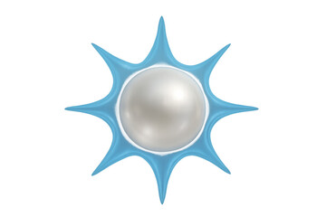 Obraz premium Pearlescent white pearl resting inside delicate light blue star silhouette, floating against transparent backdrop