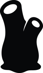 Silhouette gorgonian sea coral marine invertebrate black and white vector Illustrator © Ummei