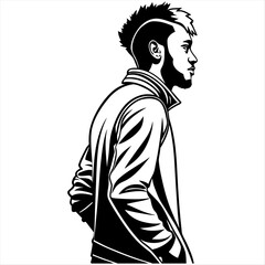 young man in black and white