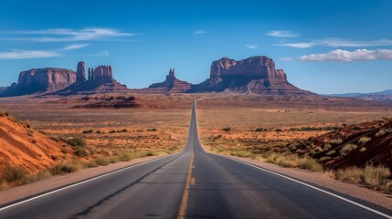 Desert Road with Red Rock Formations